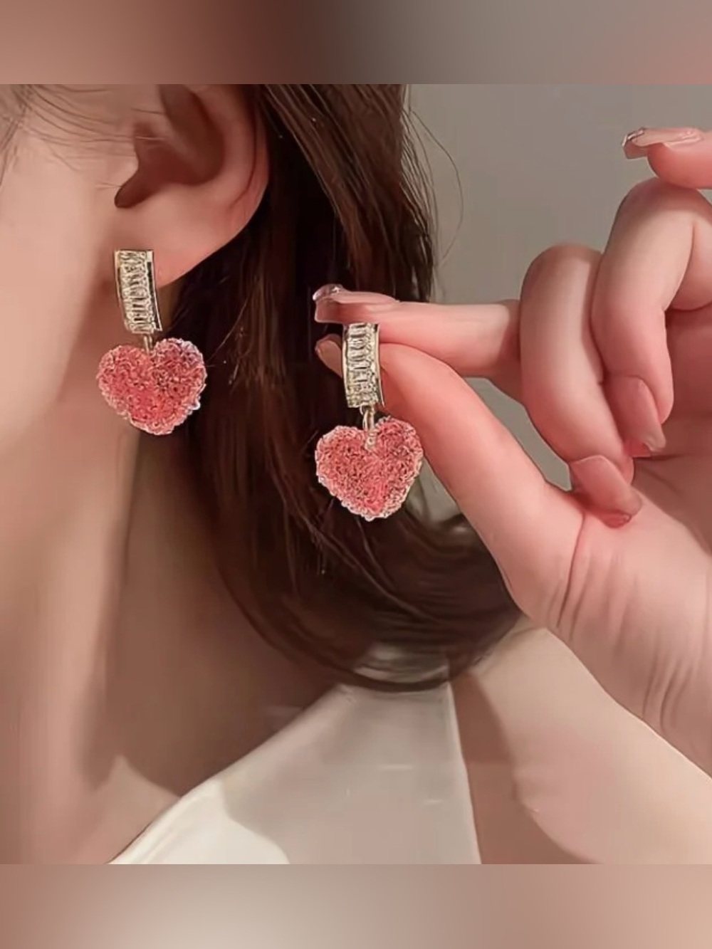 Elegant Pink Heart Gummy Drop Earrings - Fashion Jewelry